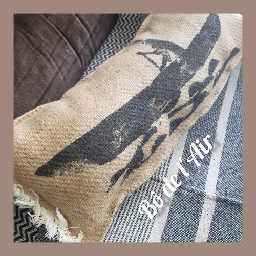 Coussin cale-dos toile de jute revalorisée, bateau