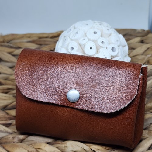 Porte-monnaie cuir revalorisé cognac