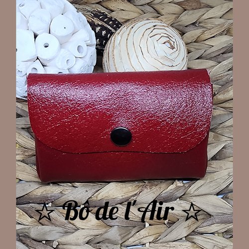 Porte-monnaie cuir rouge revalorisé