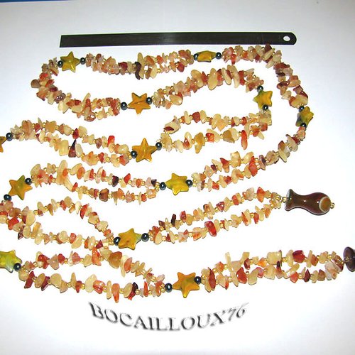 Sautoir collier "boa" de pierres cornaline - long 140cm - essai 1*