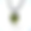 Pendentif coeur pistacite 3* - beliere argentee
