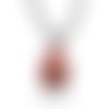 Pendentif jaspe rouge 1 boule - attache argentee