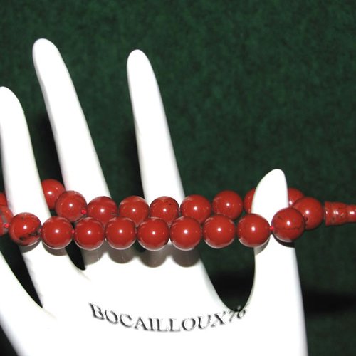 -dispo---jaspe rouge 5 bracelet perles 8mm - sur cordelastic t.19 .