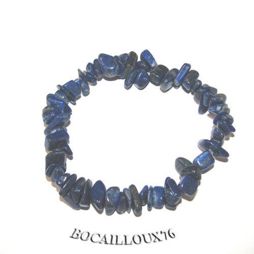 -dispo---lapis-lazuli 5 bracelet chips - t.19 sur cordelastic .
