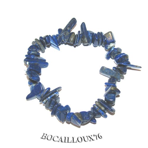 -dispo---lapis-lazuli 6 bracelet chips - t.19.5 sur cordelastic .