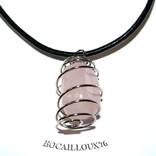-dispo---quartz rose 1 pendentif cage mini - support argente