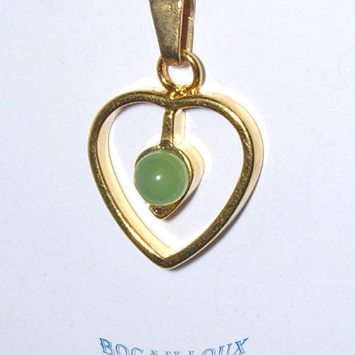 -dispo---quartz vert 5 pendentif coeur perle attache doree