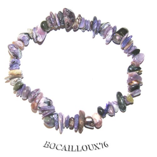 -dispo---charoite 3* - bracelet chips baroque sur filelastic - t.18 .