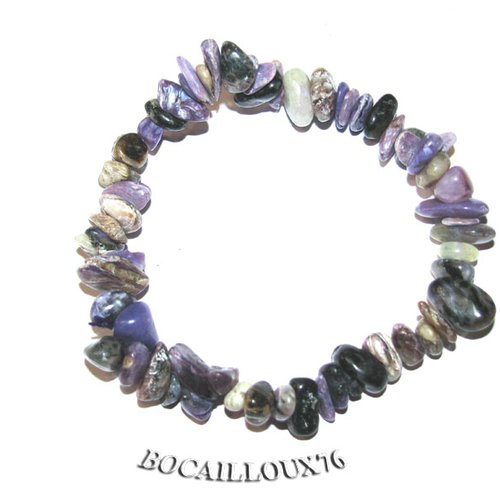 --depot---charoite 5ml - bracelet chips baroque sur filelastic - t.18.5 .