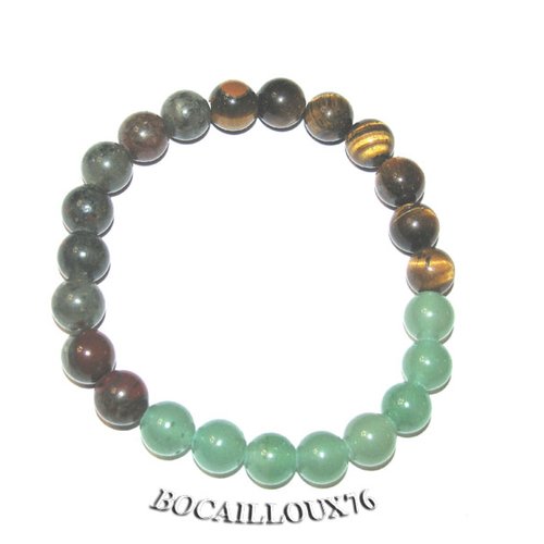 -dispo---multi-pierres 6*ml - bracelet perles 8mm - t.18.5cm - sur cordelastic .