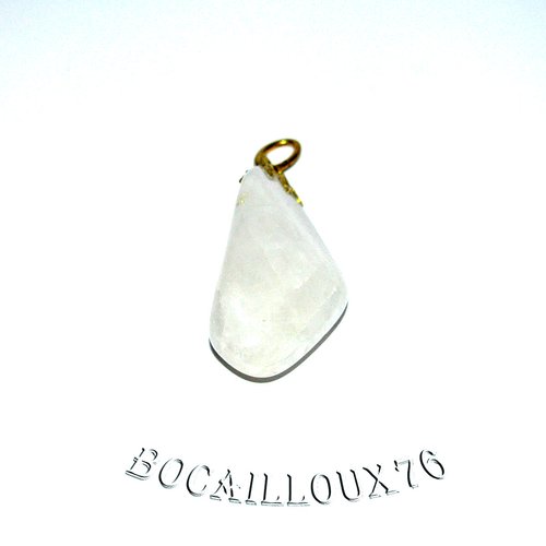 -dispo---quartz blanc 4* - pendentif baroque sur attache doree