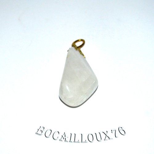-dispo---quartz blanc 4* - pendentif baroque sur attache doree