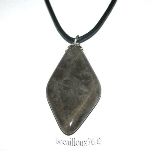 -dispo---quartz gris 3* - pendentif baroque attache argentee