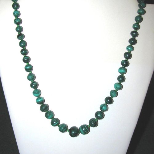 -dispo---malachite 15* - collier perles d.6à13 mm - fermoir magnetique inox