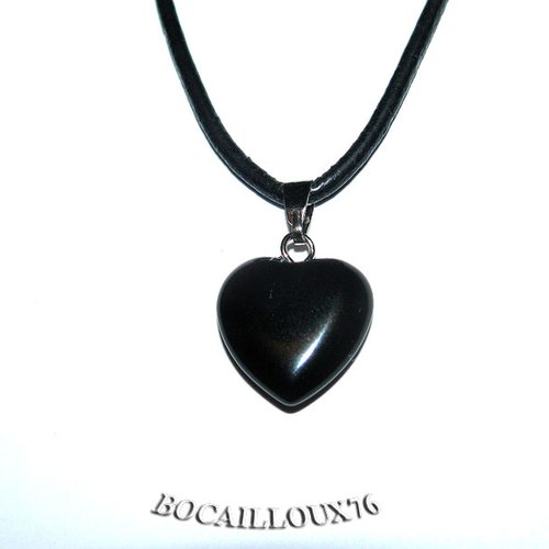 -dispo---onyx 1 noir - pendentif coeur sur bélière argentée