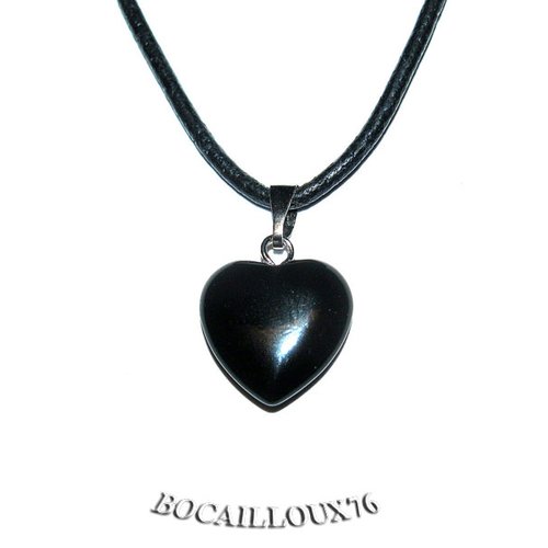 -dispo---onyx 2 noir - pendentif coeur sur bélière argentée