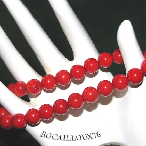 -dispo---corail rouge 2 bracelet perles 8mm t.18-19
