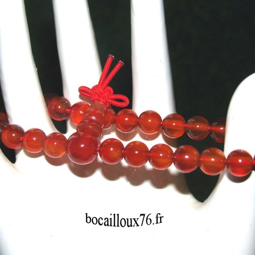 -dispo---cornaline 8 bracelet perles 6.5mm sur cordelastic - t.17 cm (petit)