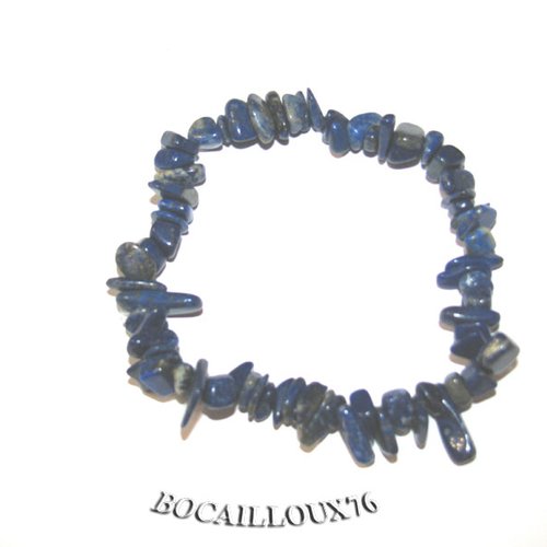 -dispo---lapis-lazuli 1 bracelet chips - 19cm sur cordelastic