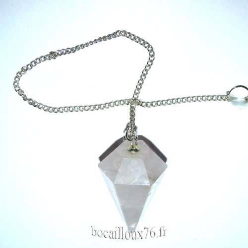 -dispo---quartz blanc 2 pendentif pendule - chainette argentee