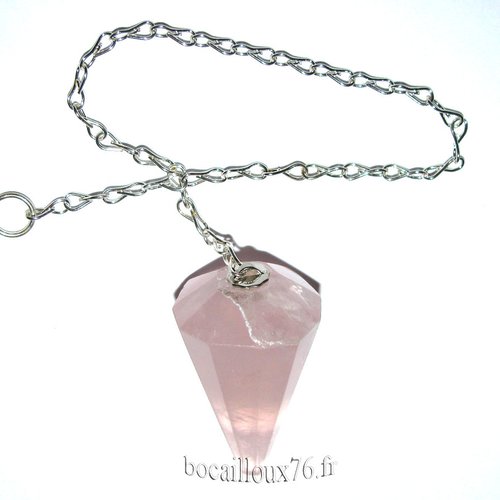 -dispo---quartz rose 35* - pendule chainette argentee