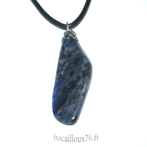 -dispo---quartz bleu 8* - pendentif baroque attache argentee