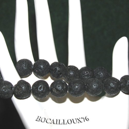 -dispo---pierre de lave 2* bracelet perles 10mm sur cordelastic