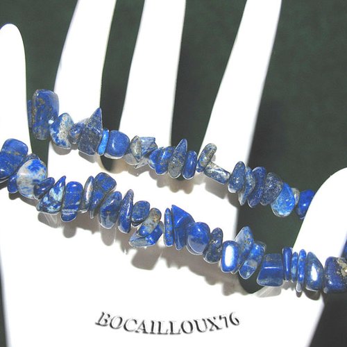 -dispo---lapis-lazuli 4 chips - bracelet t.20 sur cordelastic