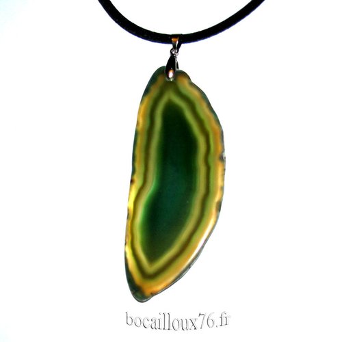 --depot---agate tranche 10* pendentif - beliere acier .