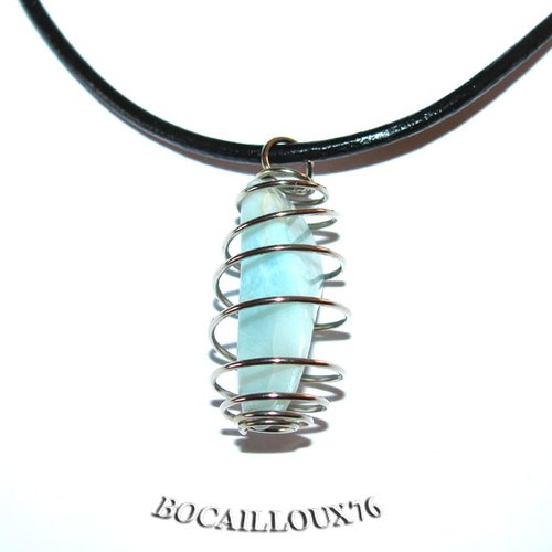 --depot---larimar 1 pendentif cage mini argentee + cordon noir offert .