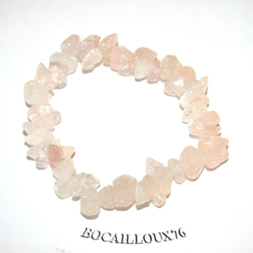 --depot---quartz rose 5*ml bracelet chips - sur filelastic. t.17.5 .