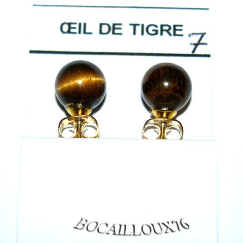 -dispo---oeil de tigre 7* - boucle oreille puce d.8mm