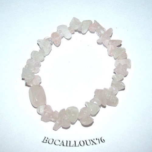 --depot---quartz rose 8*ml - bracelet chips - sur filelastic. t.19 .