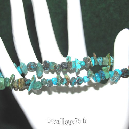 --depot---turquoise 2*ml bracelet chips t.18cm sur cordelastic .