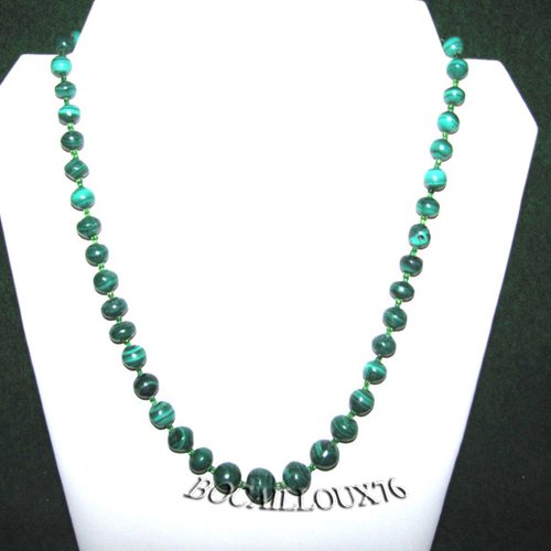 -dispo---malachite 14* collier perles d.6-13mm - fermoir à vis dore .