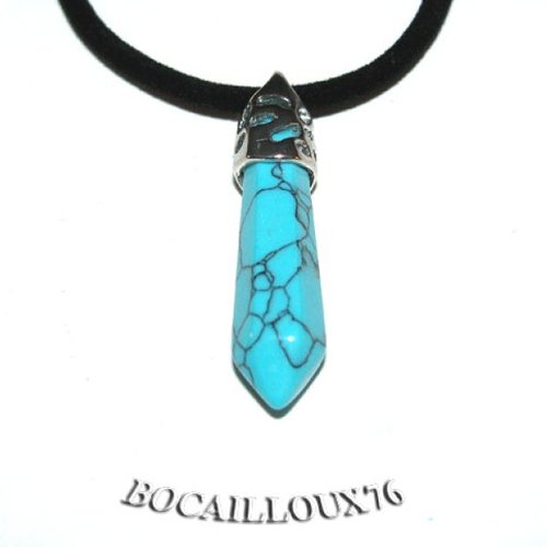 -dispo---howlite turquoise 1 -  pendentif attache argentée .