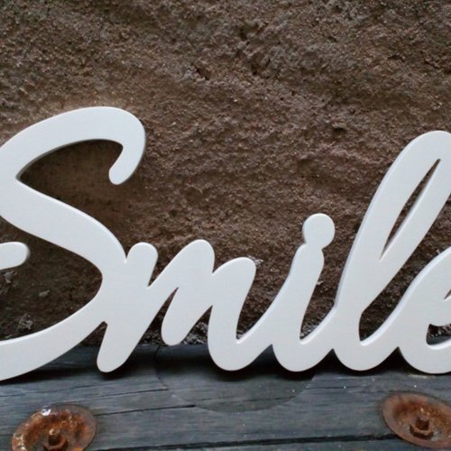 Mot décoratif smile - lettres décoratives en bois smile