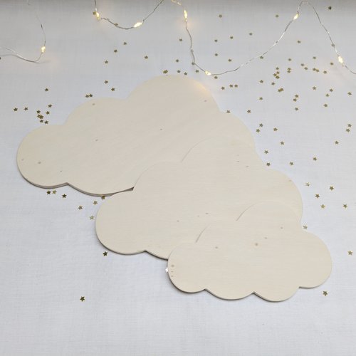 Nuages pour décor mural ou autre - nuages en bois le lot de 3