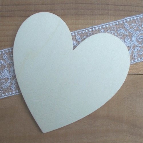 Coeur en bois clair - 12cm - coeur en bois à décorer - coeur pour suspension 