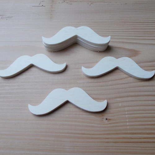 Moustaches en bois - moustaches en bois clair - le lot de 6