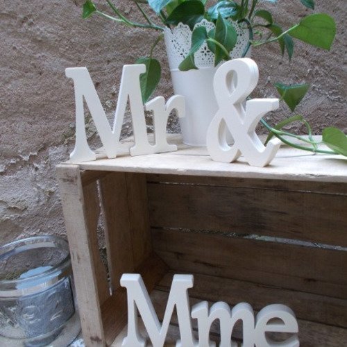 Mr & mme en bois pour mariage - décor mariage en bois brut