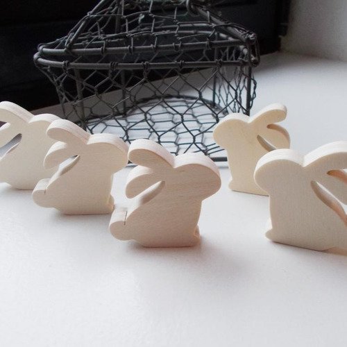 Lapins en bois à décorer - petits lapins en bois à peindre