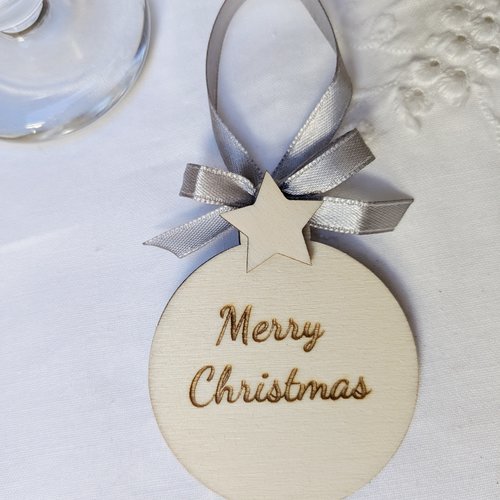 Boule de noël en bois à suspendre