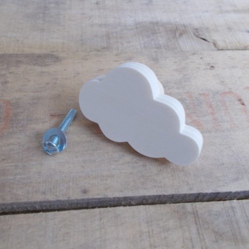 Poignée de porte/tiroir en bois brut en forme de nuage - patère nuage