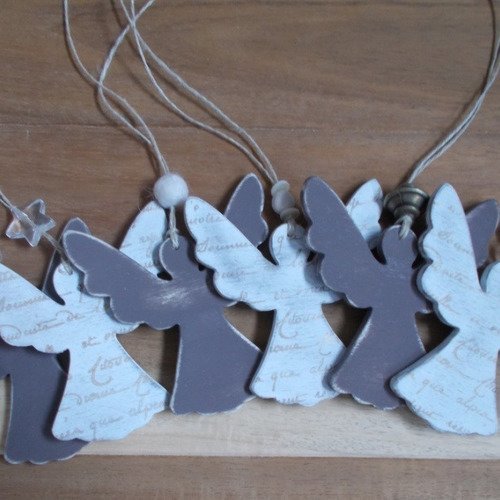 Suspension anges - décoration en bois ange - ange en bois 