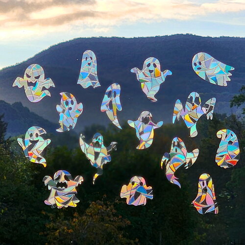 Suncatchers stickers fantômes attrape-soleil autocollant de fenêtre halloween décoration automnale lot de 15