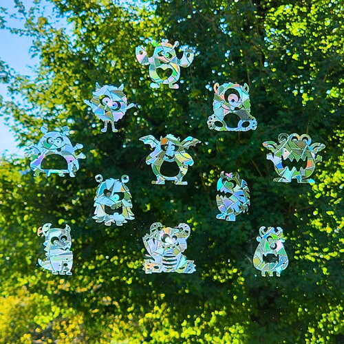 Lot de 12 attrape-soleil autocollant monstrueux suncatchers stickers monstre vitrail de fenêtre