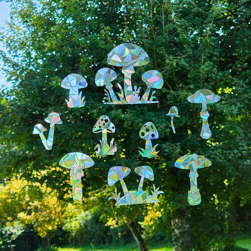 Sun catcher stickers champignon lot de 10 décoration d'intérieur de fenêtre d'automne attrape soleil