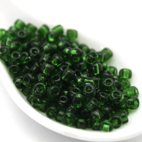 Perles de rocaille  4mm 20g vert bouteille