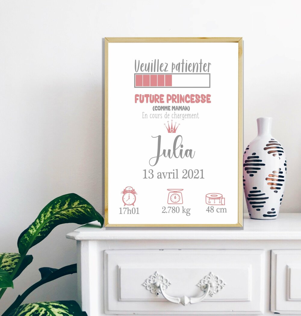 Affiche Naissance Personnalisee Future Princesse Ou Futur Gamer Deco Chambre Bebe Un Grand Marche